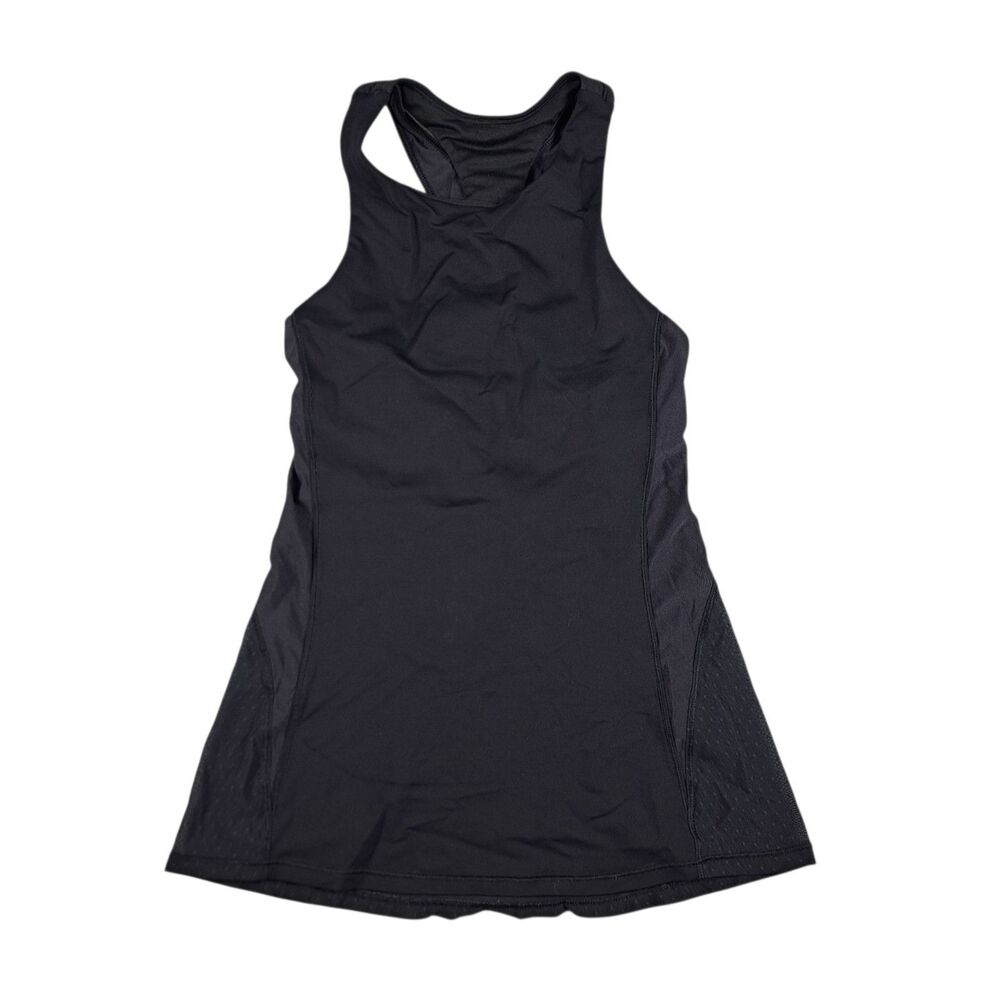 Lululemon Goal Crusher Tank Top Black Luxtreme Lycra Mesh Lace Back Womens 2